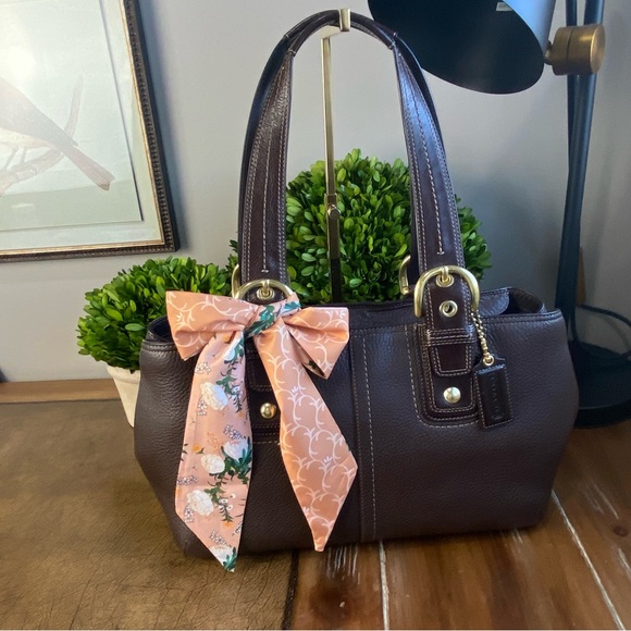 Coach Large Gold Buckle Soho Shoulder Bag – Mahogany Brown Floral Scarf Accent - Picture 3 of 17
